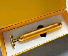 Beauty Bar 24k Golden Pulse Facial Massager, T-Shape Electric Sign Face Massage Tools for Sensitive Skin Face Pull Tight Firming Lift