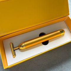 Beauty Bar 24k Golden Pulse Facial Massager, T-Shape Electric Sign Face Massage Tools for Sensitive Skin Face Pull Tight Firming Lift