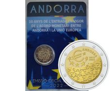 Andorra 2 Euro Base Metals Brilliant Uncirculated Coin 2022 - 10 years of currency agreement between Andorra and the EU