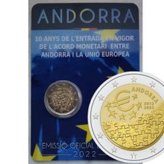 Andorra 2 Euro Base Metals Brilliant Uncirculated Coin 2022 - 10 years of currency agreement between Andorra and the EU