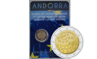Andorra 2 Euro Base Metals Brilliant Uncirculated Coin 2022 - 10 years of currency agreement between Andorra and the EU