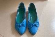 'Panzyl' ladies' blue leather shoes with bow.