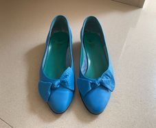 'Panzyl' ladies' blue leather shoes with bow.