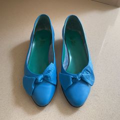 'Panzyl' ladies' blue leather shoes with bow.