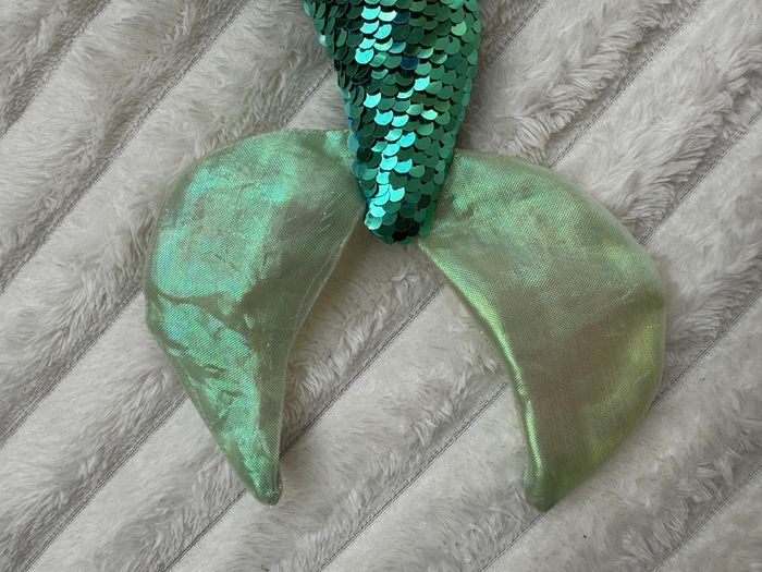 TY Sparkle Disney Ariel the Little Mermaid aprox. 40 cm.  Plush Princess Beanie Sequins Used Damaged Please see photos