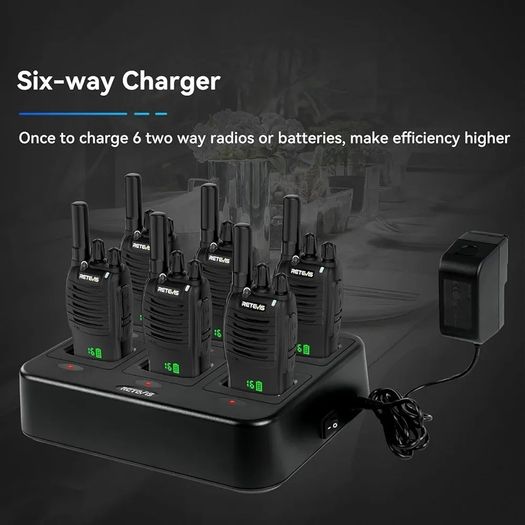 H777H Walkie Talkies, Walkie Talkies for Adults with Screen, Rechargeable 2 Way Radio with 6 Way Charger, Flashlight, Two Way Radio with Emergency Alarm for Business, School (Black, 6 Pcs