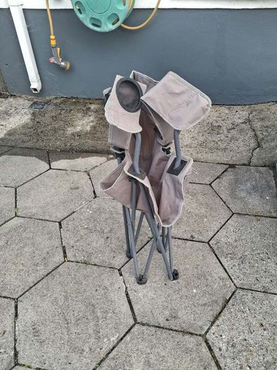 Folding Camping Chair with Cup Holder - Grey