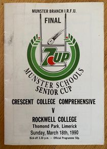 1990 Crescent College Comprehensive (Limerick) v Rockwell College (Tipperary) - Munster Schools Senior Cup Final Programme