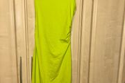 Zara one strap lime ruched midi dress