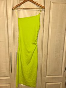 Zara one strap lime ruched midi dress