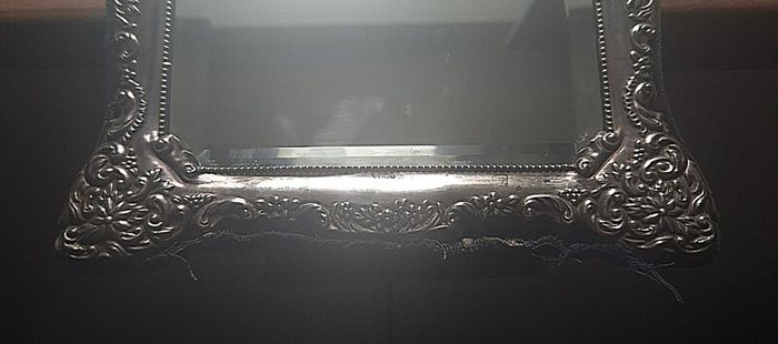 Ari D Norman Large Sterling Silver Table mirror, Georgian style. 983 grams.