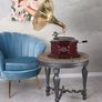 Vintage Gramophone Villa Fitzgerald Replica Wooden Case Brass Horn 1920s Style Image 2