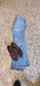 slim brown suede trainer shoe