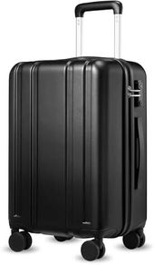 Carry On Suitcase for Airplanes PC Hard Shell Luggage with Smooth Spinner Wheels & TSA Lock (56x36x24 cm, Black)