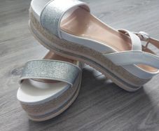 Silver two part platform sandal 3 for 2 on all clothing, jewellery and footwear