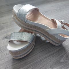 Silver two part platform sandal 3 for 2 on all clothing, jewellery and footwear