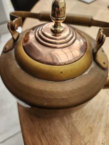 Victorian brass and copper kettle