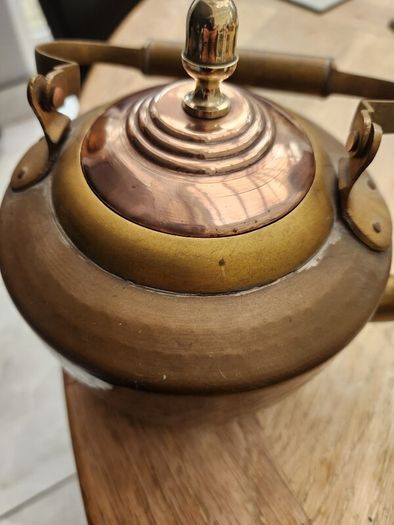 Victorian brass and copper kettle