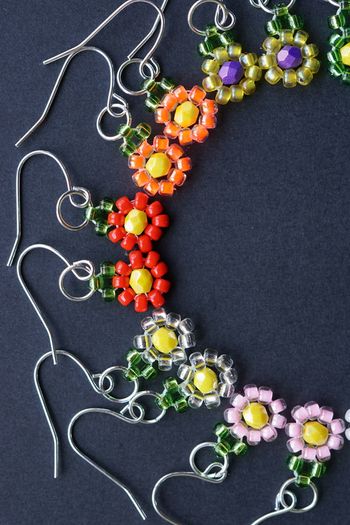 Little Daisy Beaded Earrings in Ten Colours
