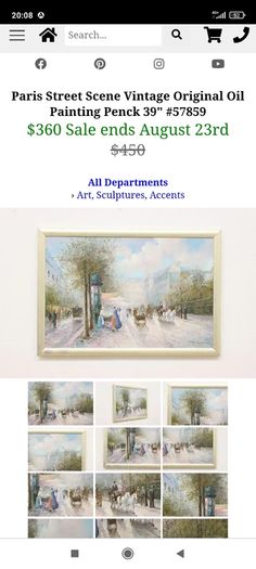 Vintage 1960's original oil painting of a Parisian street(Thierry artist)