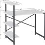 Small Computer Desk with Shelves 100x50x98 cm, Home Office Desk, Study Writing Office Table, 4 Tier Shelf, White (FREE SHIPPING) Image 4