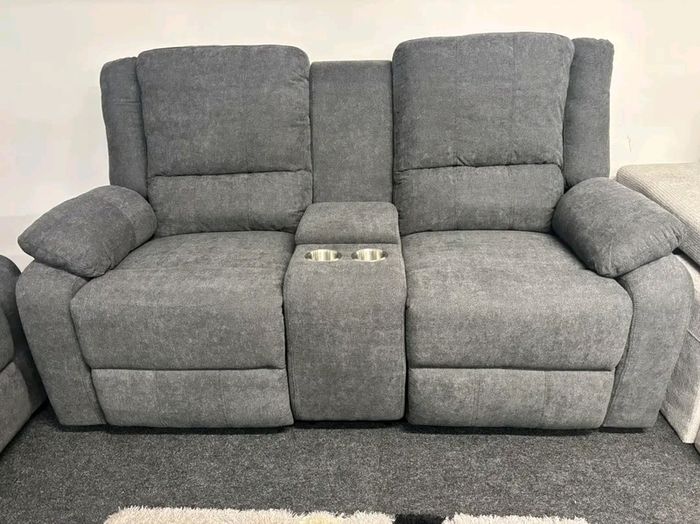 New Madrid Grey Fabric Recliner Sofa Set