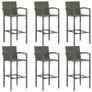 7 Piece Outdoor Bar Set with Armrest Poly Rattan Grey Image 2