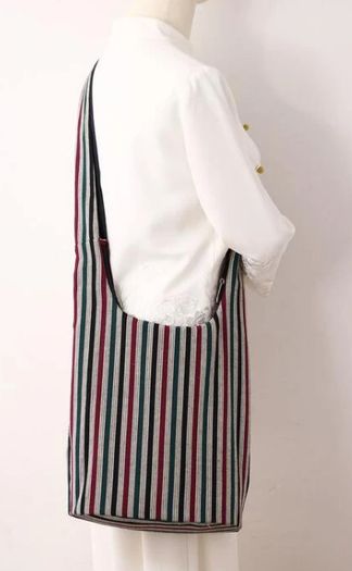 Striped Pattern Hobo Bag