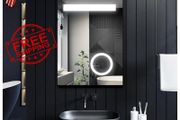 NEW SALE | Illuminated LED Bathroom Mirror with Lights and Shaver Socket Magnifying Mirror 500 x 700 mm Button Switch