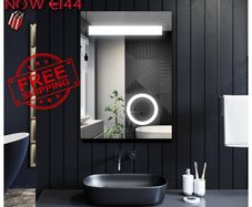 NEW SALE | Illuminated LED Bathroom Mirror with Lights and Shaver Socket Magnifying Mirror 500 x 700 mm Button Switch