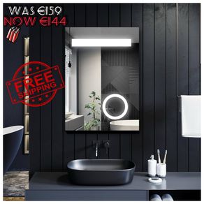 NEW SALE | Illuminated LED Bathroom Mirror with Lights and Shaver Socket Magnifying Mirror 500 x 700 mm Button Switch