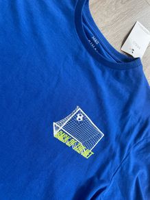 BRAND NEW WITH TAGS M&S Blue Back of the Net Football T-shirt: 12-13yrs