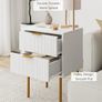 Small Bedside Tables with 2 Drawers, Wooden Nightstand with Gold Legs, Mid-Century Modern Bed Side End Table for Bedroom, Living Room, White Image 4