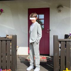 Boy's Comfort Suit, Light Grey/Bluish 152cm