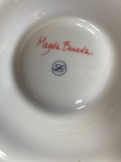 Magda Beneda Hand Painted Cup and Saucer