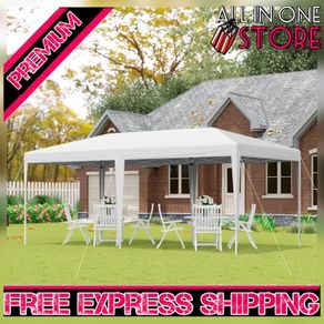 6 x 3m Pop Up Gazebo, Double Roof Foldable Canopy Tent, Wedding Awning Canopy w/ Carrying Bag (FREE SHIPPING)