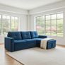 Blue Corner Sofa Bed Storage,215cm Image 2