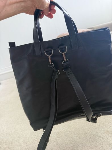 Navy leather tote bag