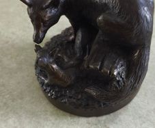 Genesis Fine Art Bronze Resin Sculpture fox & Cub