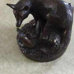 Genesis Fine Art Bronze Resin Sculpture fox & Cub