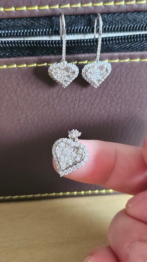 NEW - Love heart silver hook earrings & pandant match set