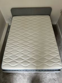 IKEA SLATTUM King Bed Frame Grey & Mattress (Excellent Condition)