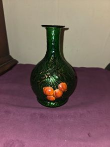 Vintage hand blown Green Glass Vase