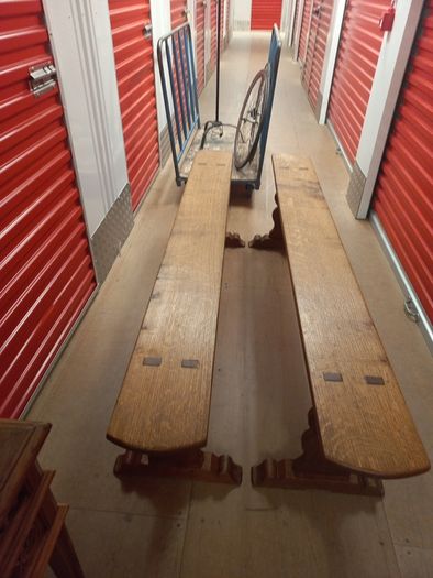 Antique 19th Century oak Monastery Table chunky well made solid with amazing patina comes with two large oak benches