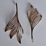 Gold Wavy Sculpted Fluid Leaf Earrings Image 10