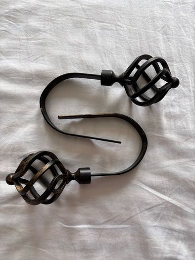 Black / Brass Cage Eyelet Curtain Pole