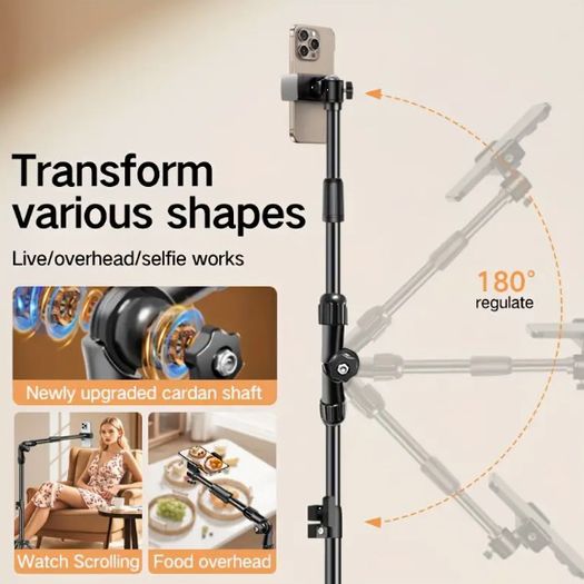 Tripod Stand Adjustable 70-Inch Carbon Steel with Telescopic Arm & Phone Holder - 20722