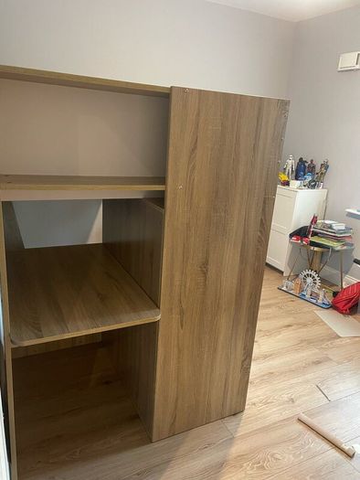 Bunk bed with desk and double cupboard