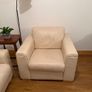 2 Seater White Leather Sofa Bed, Fold-Out Mattres and Armchair Image 3