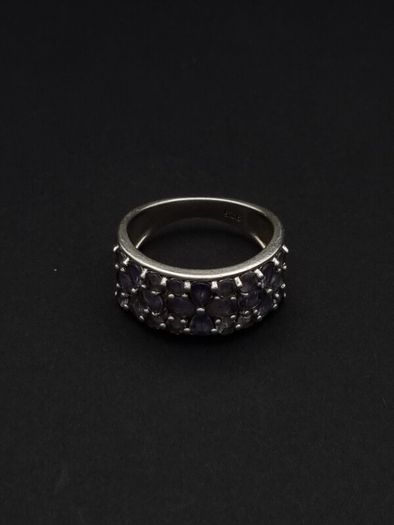 Vintage 925 Silver Amethyst Cluster Ring